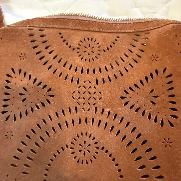 Polo by Ralph Lauren Chocolate Brown Suede Crossbody Bag with Cut Out  Design - Picture 2 of 5